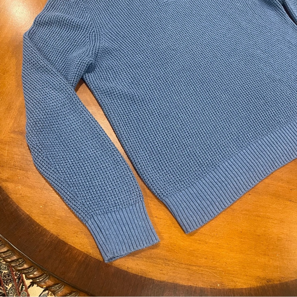 NEW $118 J.Crew Waffle Knit Half Zip Pullover Sweater Baltic Blue XL Cotton - Picture 8 of 16